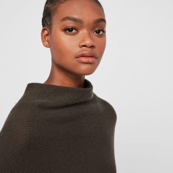 ALL SAINTS Ridley Dress Wool Cashmere Turtleneck - Dark Olive Green - Size Small - Picture 2 of 13